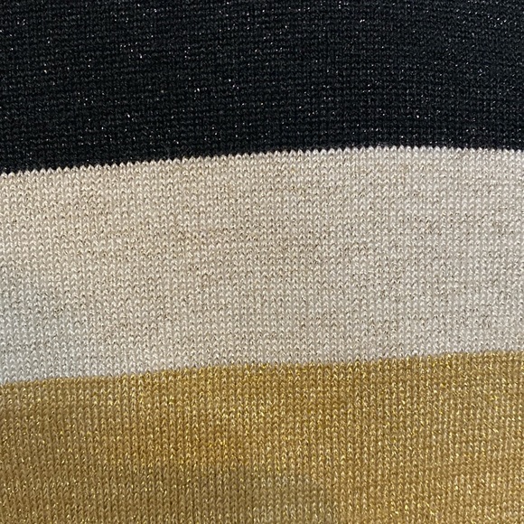 Kathy Lee metallic gold, cream & black sleeveless mock turtleneck sweater-Large - Picture 6 of 9